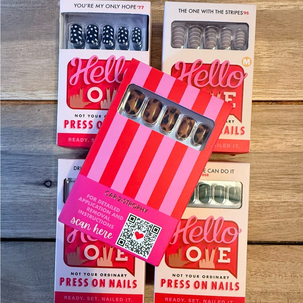 Hello Love Press On Nails - Set of 5 New Boxes